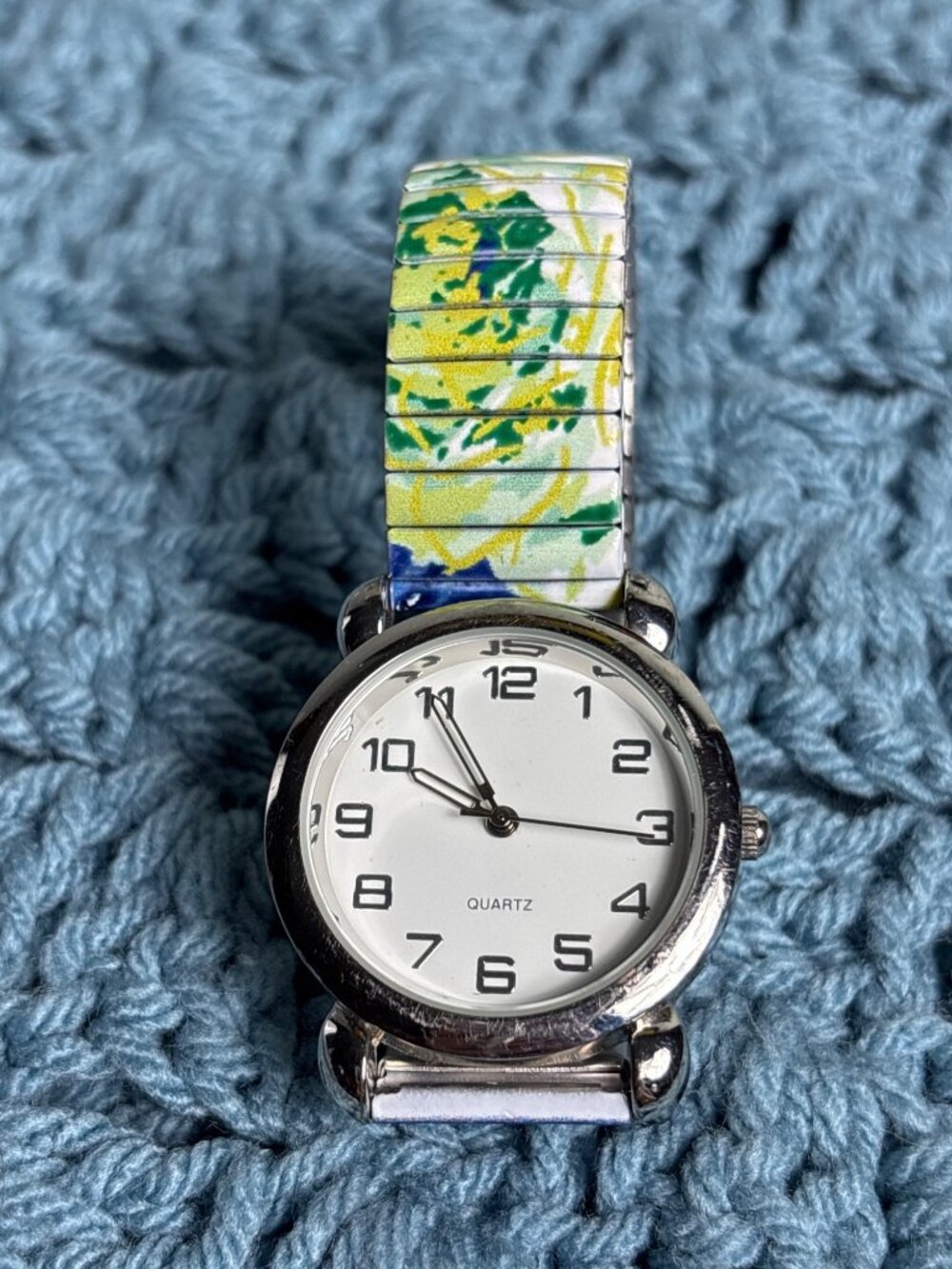 Abstract Floral Quartz Watch Stretchy Band Untested